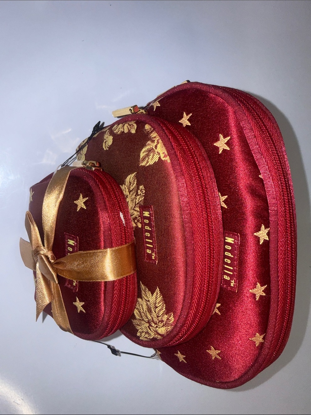 Modella Red and Gold Star Travel makeup Pouch Set